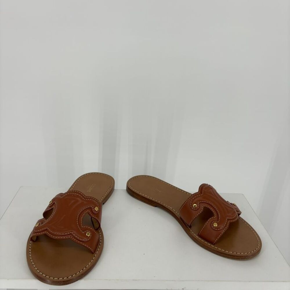 Celine Triomphe Mule In Calfskin Leather- Size 36.5 - Picture 1 of 5